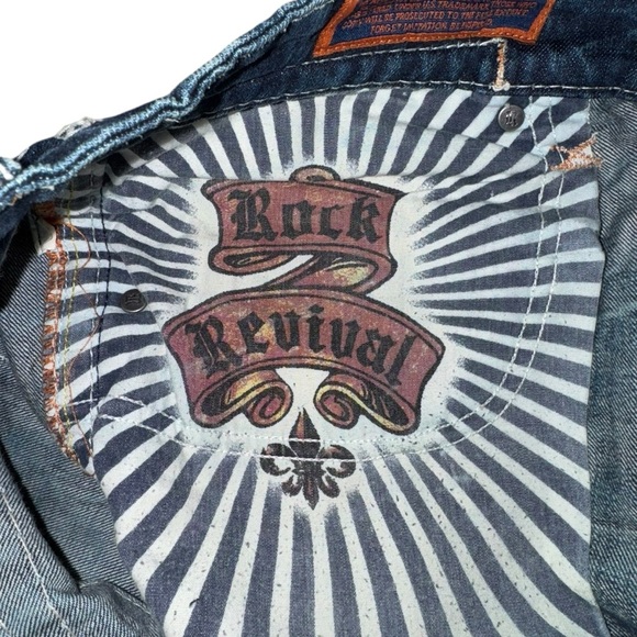 Rock Revival Men’s Benjamin Relaxed Straight Distressed Jeans 39”x31” - Picture 9 of 16